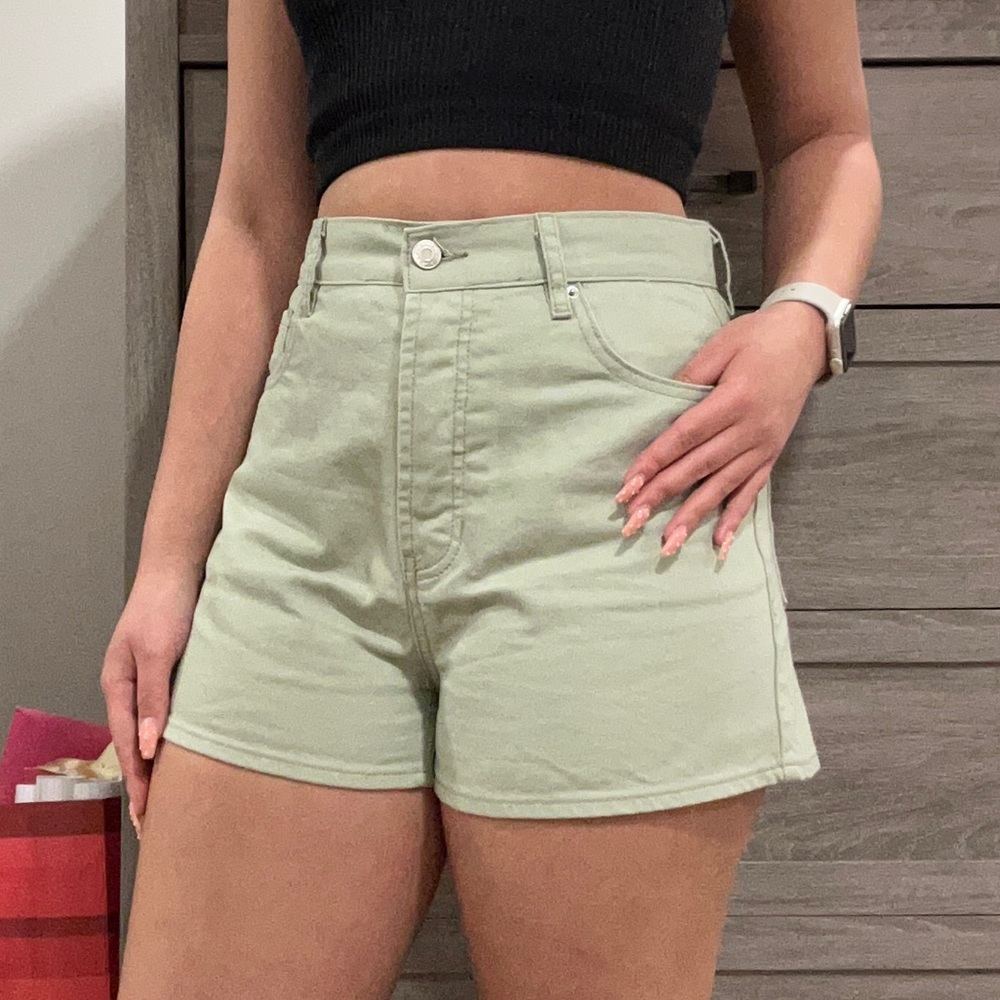 PacSun Vintage High Rise Green Denim Shorts
